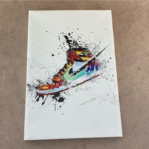 Nike Shoe canvas. Waterproof canvas and very easy to put up on a wall